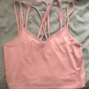 crop top (a bit longer) suede pink top! (MEDIUM)